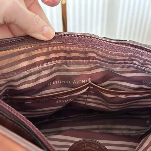 Etienne Aigner Vintage brown leather & suede patchwork shoulder bag - Picture 9 of 10